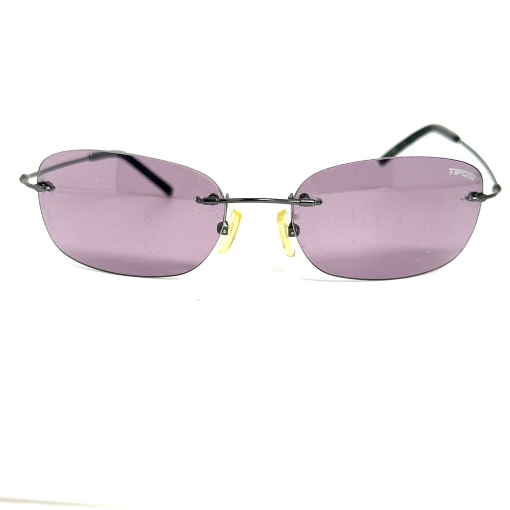 Tifosi Fade T-F830 Rimless Sunglasses Purple Tint Lens Sport Wrap Metallic Frame